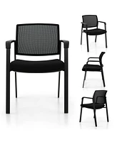 Skonyon Set of 2 Stackable Reception Room Chairs with Padded Seat-Black