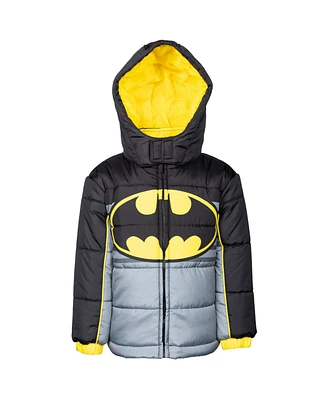 Dc Comics Boys Justice League Batman Zip Up Puffer Jacket to