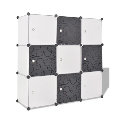 vidaXL Storage Cube Organizer with 9 Compartments Black and White