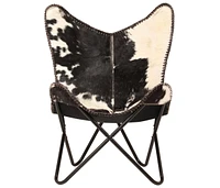 vidaXL Butterfly Chair and White Genuine Goat Leather