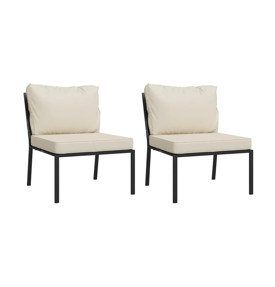 vidaXL Patio Chairs with Sand Cushions 2 pcs 23.6"x29.1"x31.1" Steel