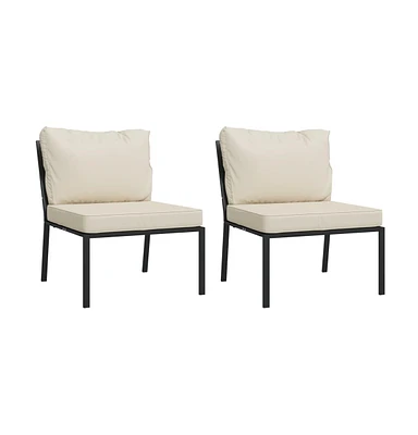 vidaXL Patio Chairs with Sand Cushions 2 pcs 23.6"x29.1"x31.1" Steel