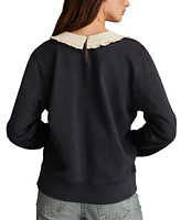 Lucky Brand Women's Peter-Pan-Collared Cotton Logo Sweatshirt