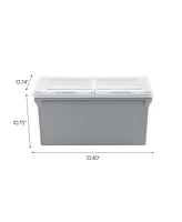 Iris Wing-Lid Latter Size File Organizer Box, Gray with Clear Lid, Pack of 4