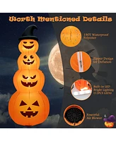 Vebreda 8 Feet Inflatable Halloween Pumpkins Stack with Built-in Led Lights