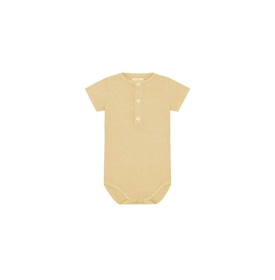 Vild House of Little Baby Ss Organic Cotton Henley Bodysuit - Sandstone