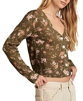 Lucky Brand Women's Floral Print Button-Front Cardigan