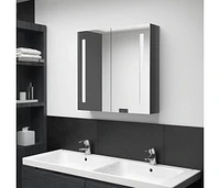 vidaXL Led Bathroom Mirror Cabinet Shining Gray 24.4"x5.5"x23.6"