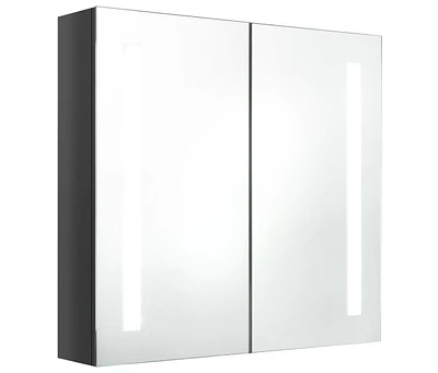 vidaXL Led Bathroom Mirror Cabinet Shining Gray 24.4"x5.5"x23.6"