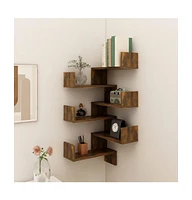 vidaXL Wall Corner Shelves 2 pcs Smoked Oak 15.7"x15.7"x19.7" Engineered Wood