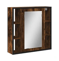 vidaXL Bathroom Mirror Cabinet Smoked Oak 23.6"x6.3"x23.6" Engineered Wood