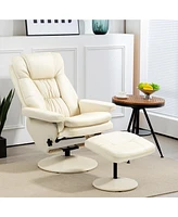 Homcom Swivel Recliner with Ottoman Reclining Chair and Footrest, Cream