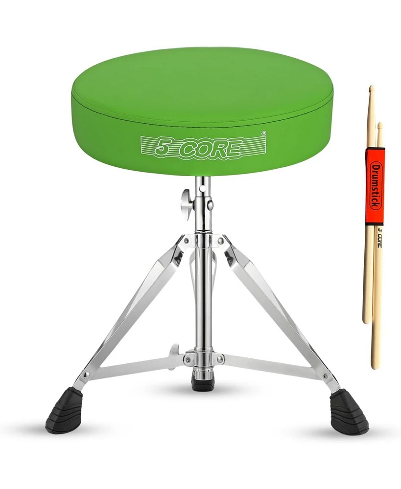 5 Core Drum Throne Padded Adjustable Guitar Stool Drummer Seat for Adults & Kids - Green