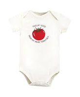 Touched by Nature Baby Boys Organic Cotton Bodysuits, Happy Veggies