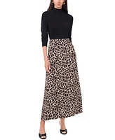 Vince Camuto Women's Pull-On A-Line Cheetah Print Midi Skirt