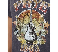 Frye Women's Stonewashed Rolled-Cuff Graphic Tee