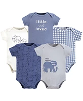 Touched by Nature Baby Boys Organic Cotton Bodysuits, Blue Peanut, 6-9 Months