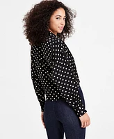 Lucy Paris Women's Rue Dot-Print Tie-Front Blouse - Black