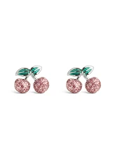 Coach Pink Glitter Cherry Cluster Stud Earrings