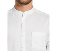 Cubavera Men's Relaxed-Fit Banded Collar Long Sleeve Button-Down Shirt