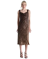 Dkny Women's Sequined Cowlneck Midi Dress