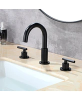 Boyel Living 8 in. Widespread 2-Handle Mid-Arc Bathroom Faucet with Valve and cUPC Water Supply Lines