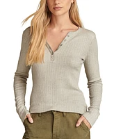 Lucky Brand Women's Ribbed Henley Top