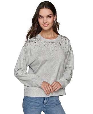 Karl Lagerfeld Paris Women's Embellished Crewneck Sweatshirt