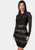 Bebe Women's Foiled Bandage Plunge Neck Midi Dress