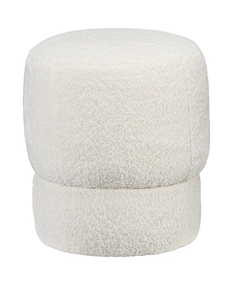 Homcom Round Ottoman Foot Stool with Fabric Upholstered Seat, White