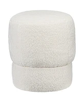 Homcom Round Ottoman Foot Stool with Fabric Upholstered Seat, White