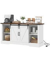 Homcom Sideboard w/ Charging Station, Farmhouse Tv Stand for 65" Tv, White