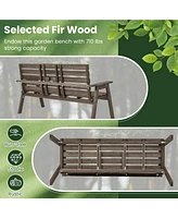 Givimo Outdoor Fir Wood Bench with Foldable Middle Table-Gray