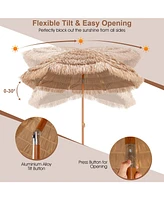 Givimo 7.2 Feet Patio Thatched Tiki Umbrella Hawaiian Hula Beach Umbrella