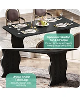 Tribesigns Modern Dining Table for 4-6, 63-Inch Rectangular Wood Kitchen Table, Large Dinner Table Wooden Dining Room Table, Black Kitchen & Dining Ro