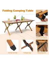 Givimo Lightweight Aluminum Folding Camping Table with Wood Grain