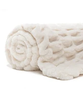 Chanasya Premium Ruched Faux Fur Throw Blanket - Luxurious