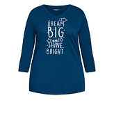 Avenue Plus 3/4 Sleeve Dream Big Sleep Top