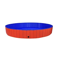 vidaXL Foldable Dog Swimming Pool Red 118.1"x15.7" Pvc