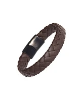 Linkup Braided Leather Bracelet with Stainless Steel Magnetic Closure