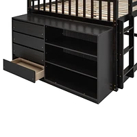 Streamdale Furniture Full over Full Bunk Bed with 4 Drawers and 3 Shelves-Gray