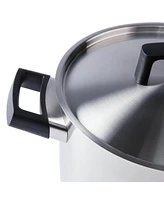 BergHOFF Ron 10" 18/10 Stainless Steel Covered Stockpot 6.8Qt., Black Handles