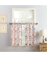 No. 918 Deana Floral Semi-Sheer Rod Pocket Kitchen Curtain Set