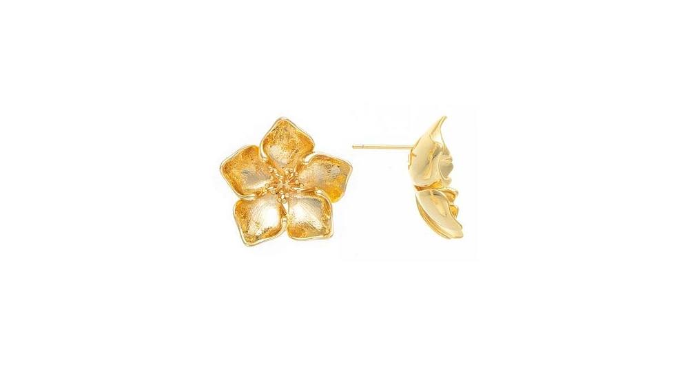 Rivka Friedman Polished Flower Motif Stud Earrings