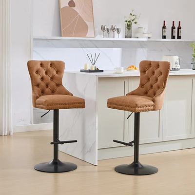 Streamdale Furniture Retro & Adjustable Pu Swivel Barstools (Orange, 2-Pack)