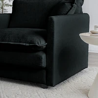 Streamdale Furniture Black Chenille L-Shaped Sectional with Ottoman