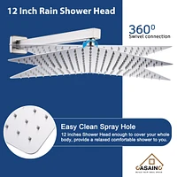 Casainc 12 Inch High Pressure Square Shower System with Anti-scald Valve