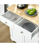 Simplie Fun White Sideboard Buffet with Adjustable Shelf and Drawers