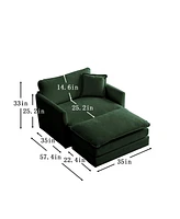 Streamdale Furniture Modern Accent Chair with Ottoman and Green Chenille