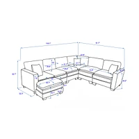 Streamdale Furniture Modern U-Shaped Modular Sectional Sofa (6-Seat) with Ottoman and Pillows